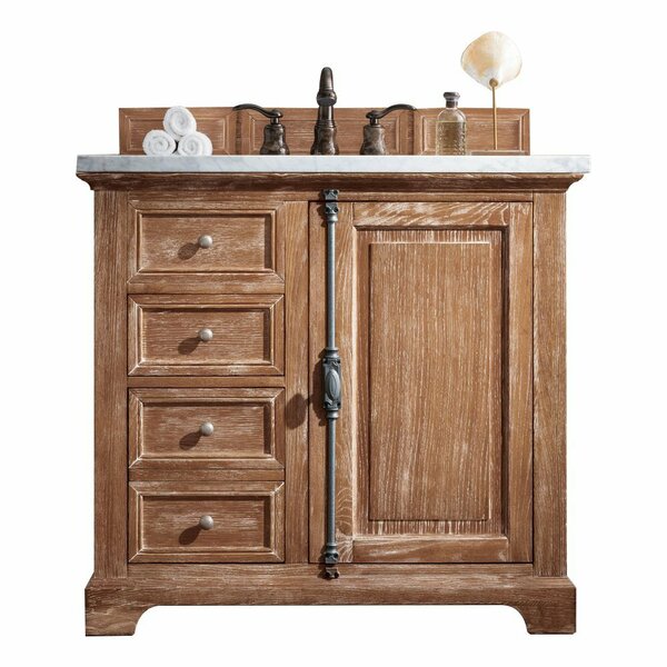 James Martin Vanities Providence 36in Single Vanity, Driftwood w/ 3 CM Arctic Fall Solid Surface Top 238-105-5511-3AF